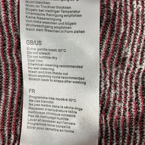 Olsen Europe Top Pullover V-Neck Sweater Sz XL / 16 Colour Block Gray White Red - Picture 7 of 10